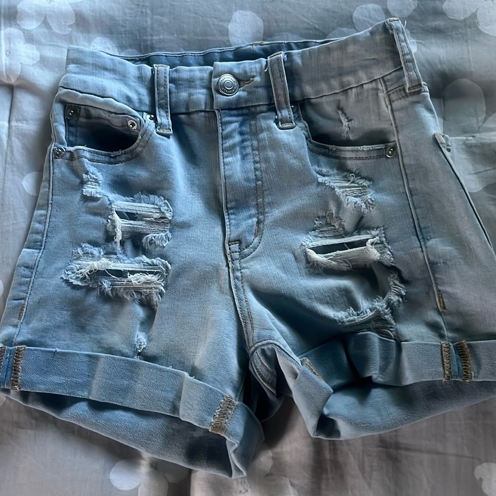 Ripped jean shorts